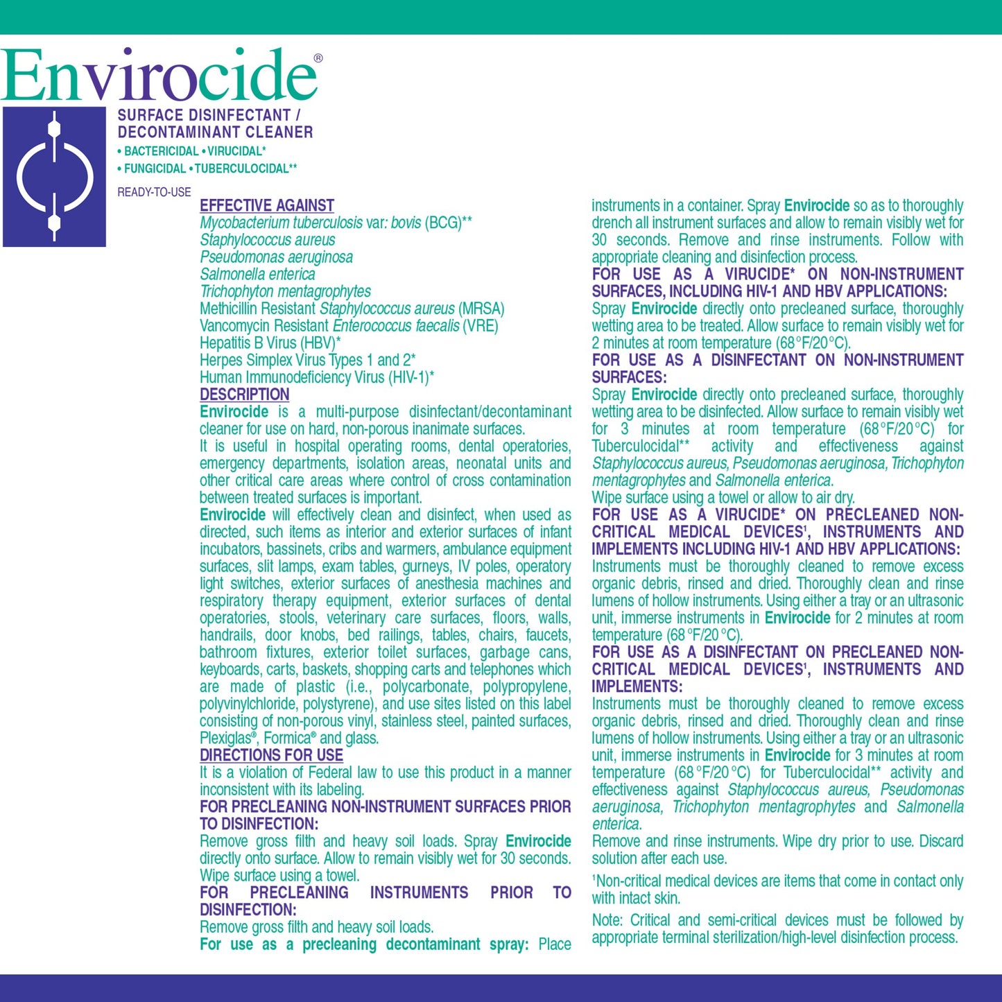 Envirocide® Surface Disinfectant Cleaner 13-3300