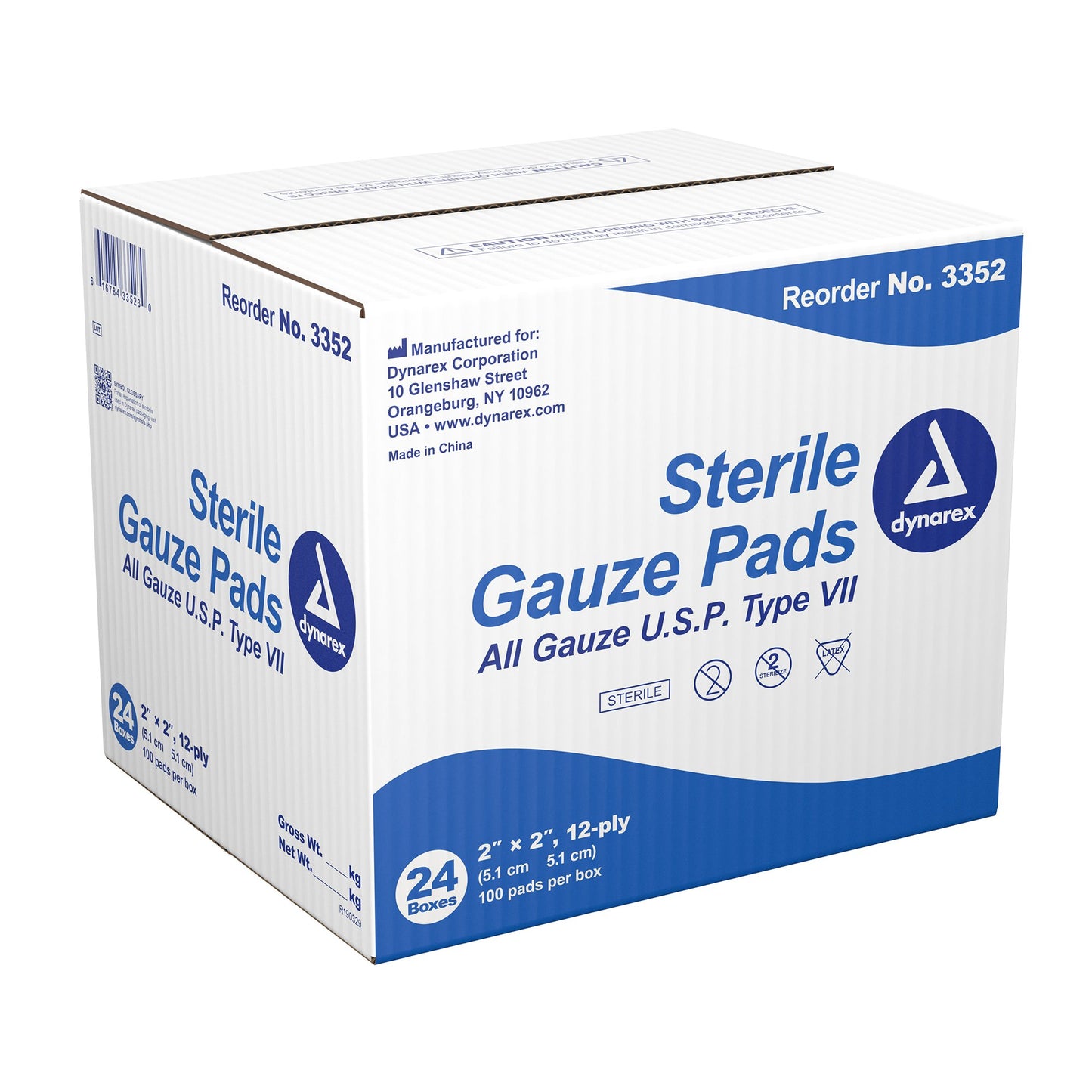 dynarex® Sterile Gauze Sponge, 2 x 2 Inch, 12-Ply 3352