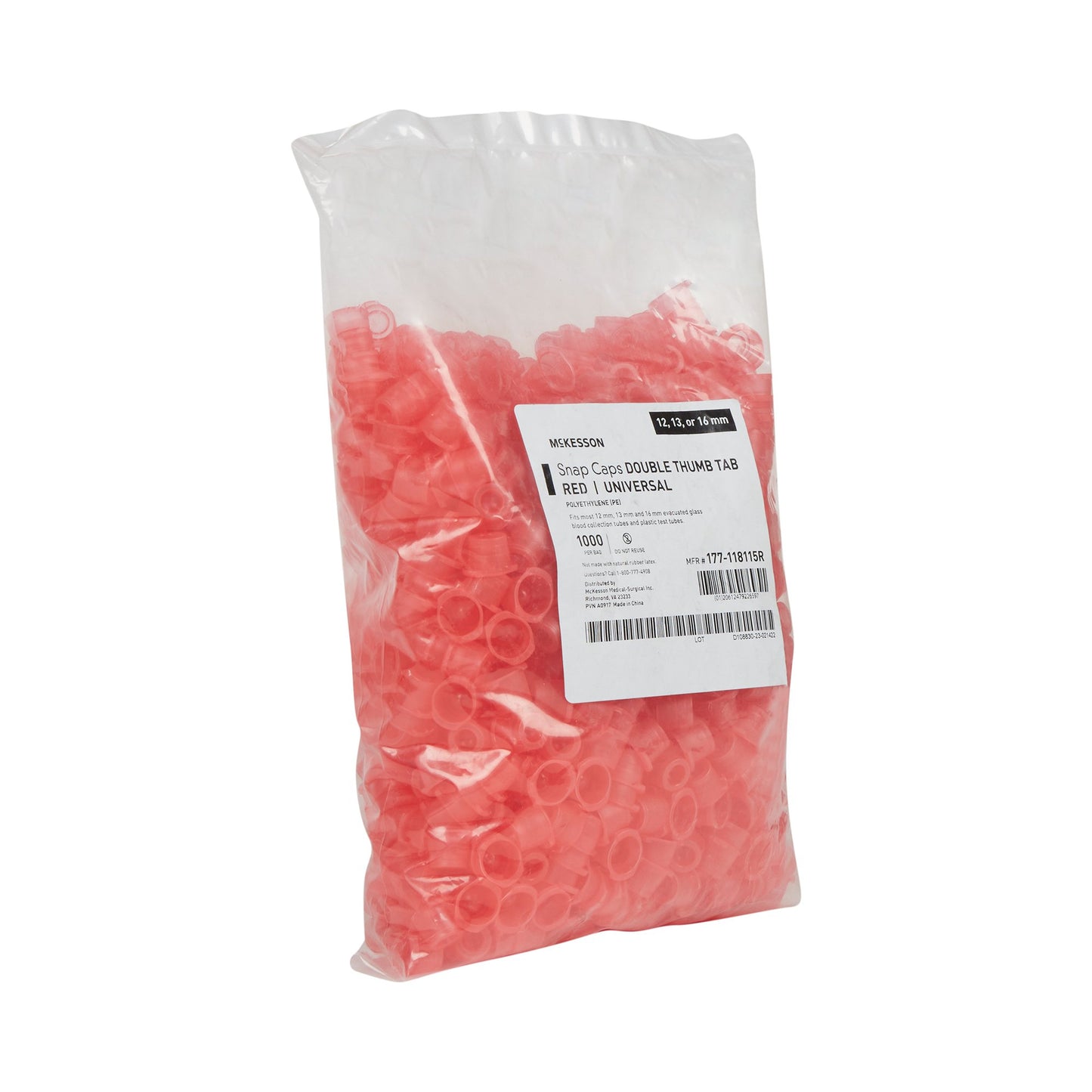 McKesson Red Tube Closure, 12, 13 and 16 mm 177-118115R