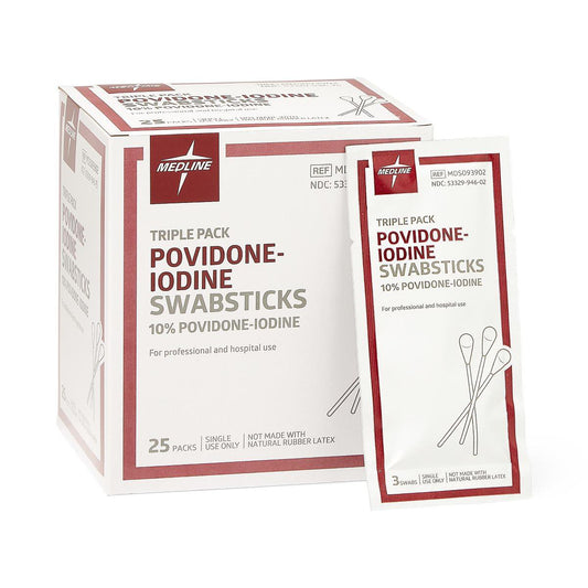 Impregnated Swabstick 10% Strength Povidone-Iodine Individual Packet NonSterile MDS093902
