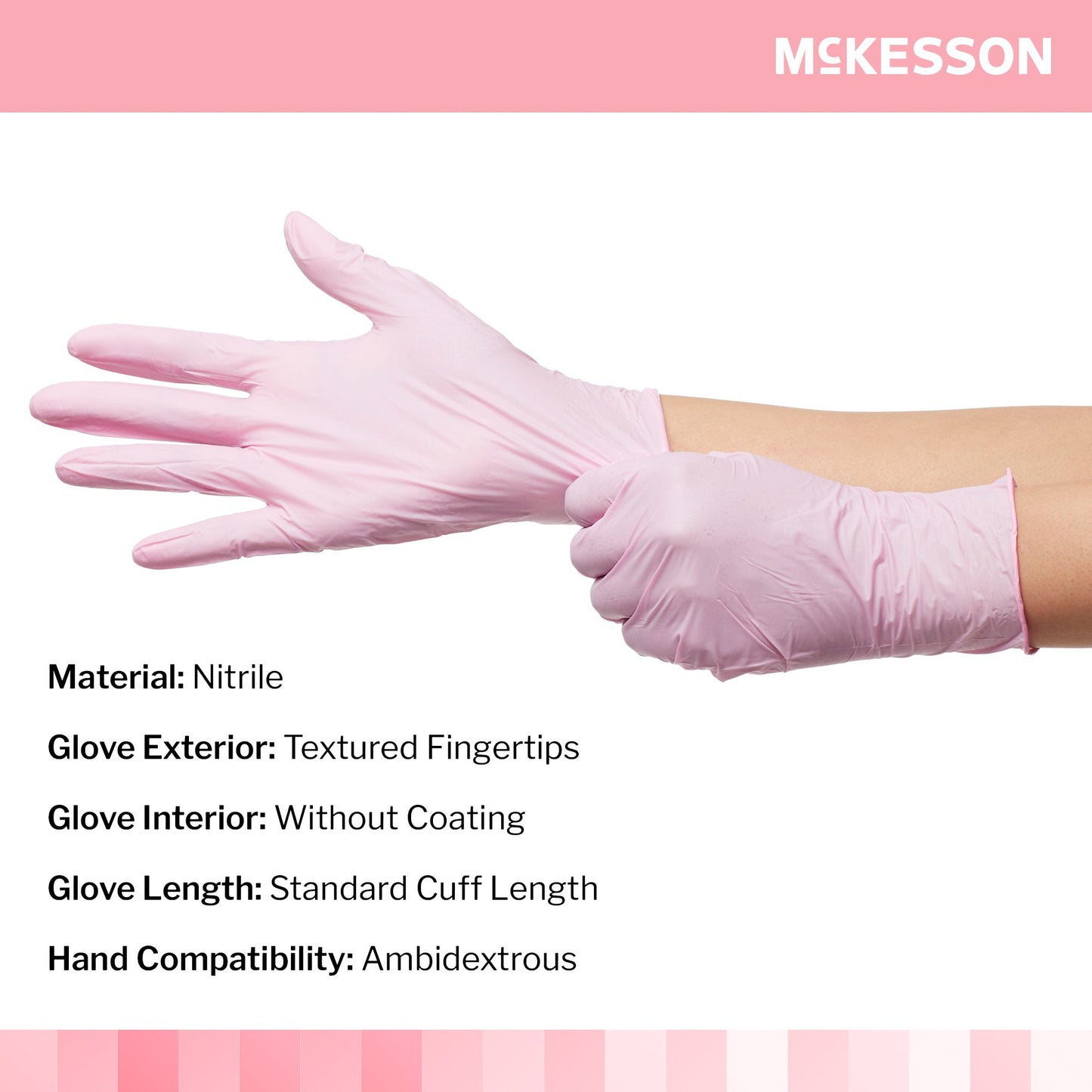 McKesson Pink Nitrile® Nitrile Exam Glove, Large, Pink 14-6NPNK6