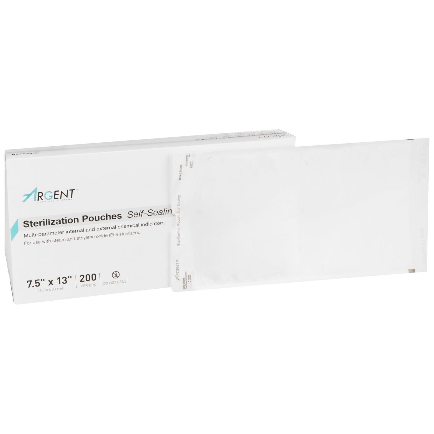 Sterilization Pouch McKesson Argent™ Sure-Check® Ethylene Oxide (EO) Gas / Steam 7-1/2 X 13 Inch Transparent / Blue Self Seal Paper / Film - 73-SSP383