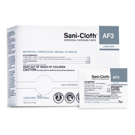 Sani-Cloth® AF3 Germicidal Large Disinfectant Wipes, Individual Packet, 50 ct. H59200