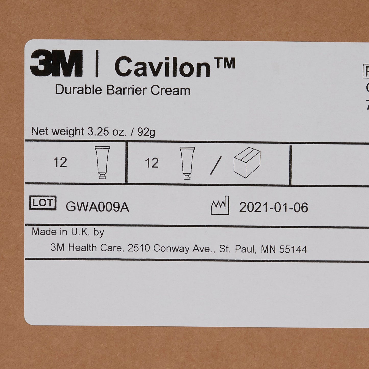 3M Cavilon™ Barrier Cream, 3.25 oz Tube, Unscented, Hypoallergenic 3355