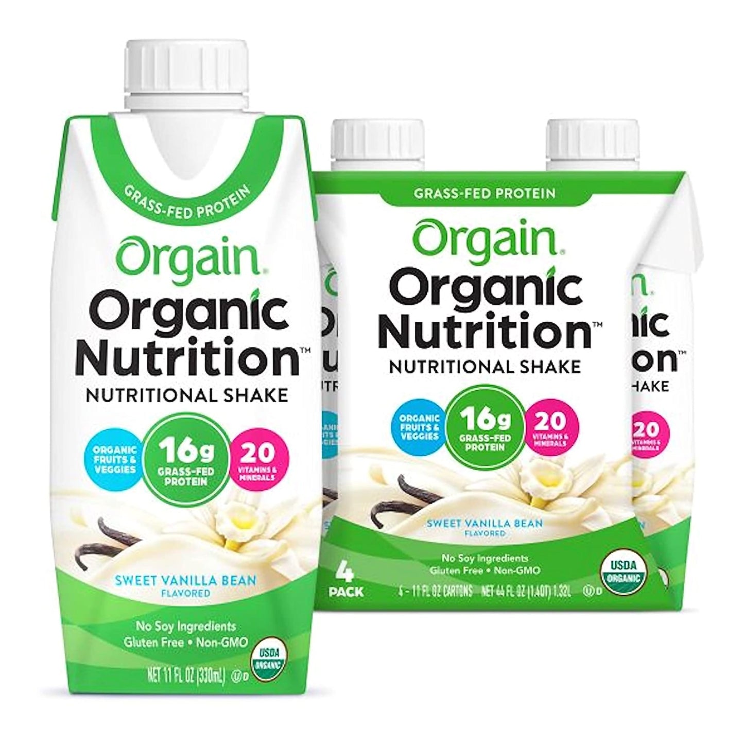 Oral Supplement Orgain® Organic Nutritional Shake Sweet Vanilla Bean Flavor Liquid 11 oz. Carton - 860547000006