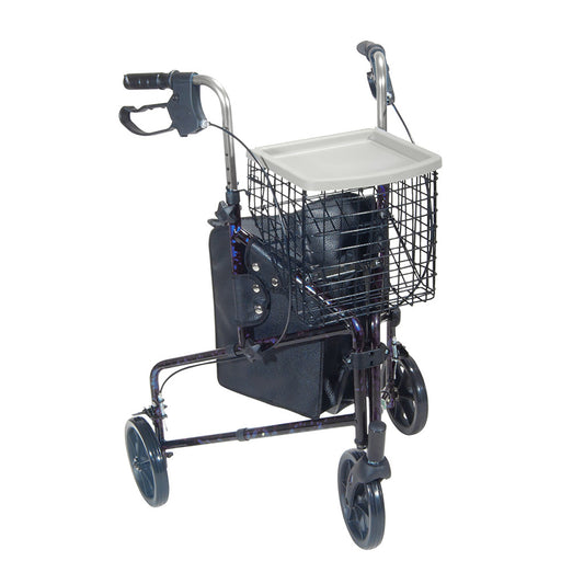 3 Wheel Rollator drive™ Deluxe Flame Blue Adjustable Height / Folding Aluminum Frame - 10289BL