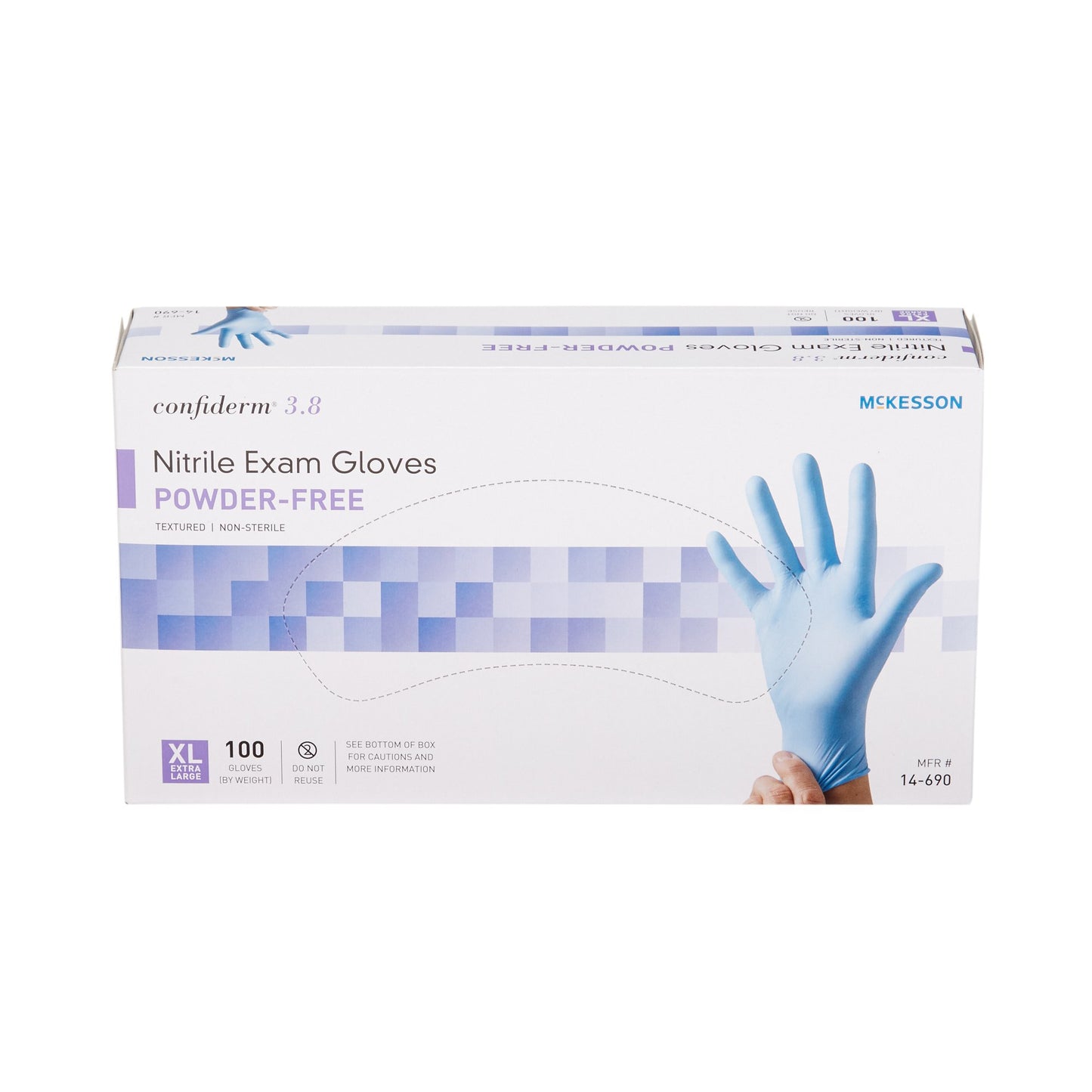 McKesson Confiderm® 3.8 Nitrile Exam Glove, Extra Large, Blue 14-690