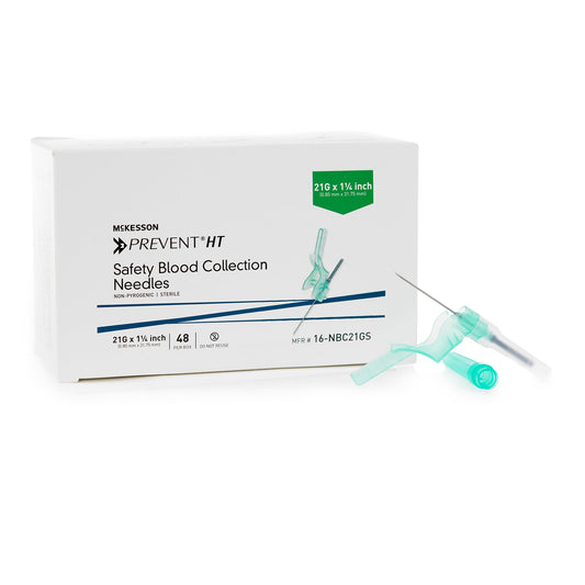 McKesson Prevent® HT Blood Collection Needle 21 Gauge 1-1/4 Inch Needle Length Safety Needle Without Tubing Sterile - 16-NBC21GS