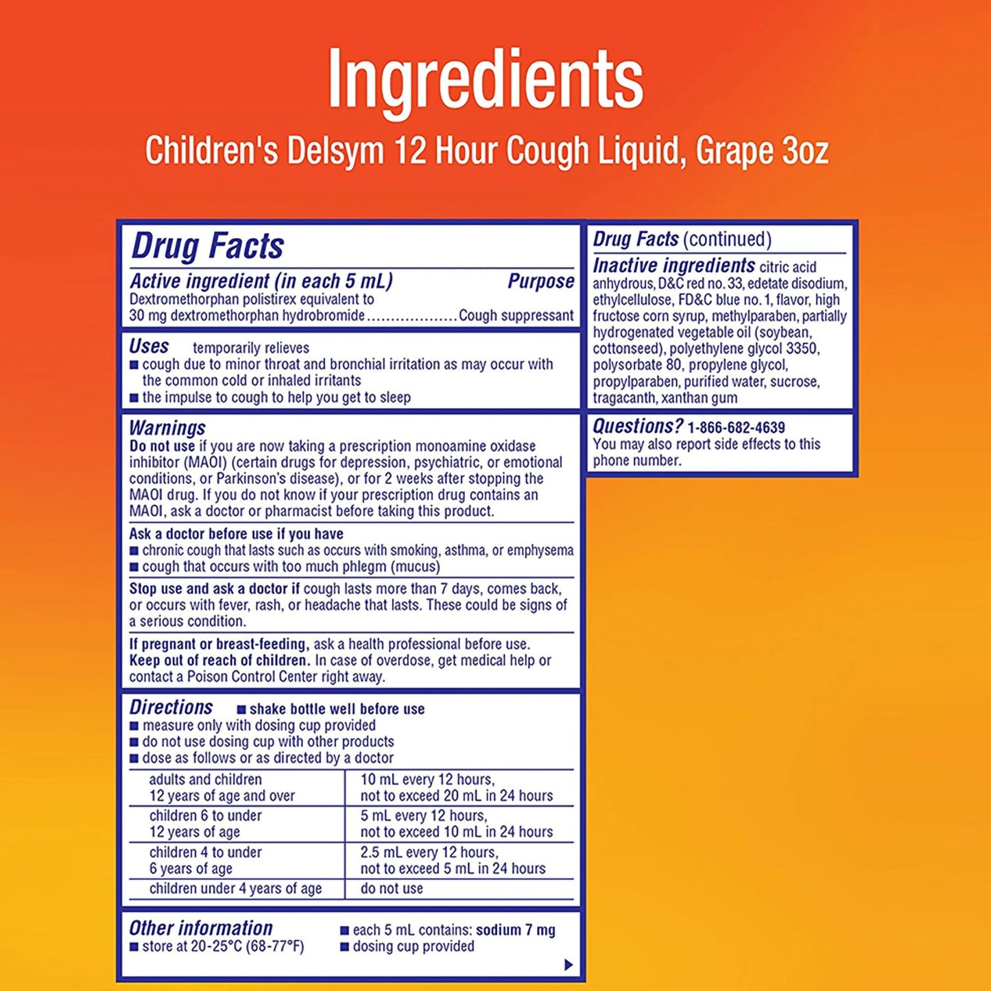 Delsym® Dextromethorphan HBr Cold and Cough Relief 63824017263