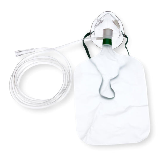 NonRebreather Oxygen Mask Elongated Style Pediatric Adjustable Head Strap / Nose Clip - HUD1058