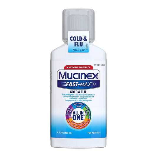 Reckitt Benckiser Mucinex Fast-Max Cold & Flu Cold and Cough Relief, 6-ounce Bottle 63824054866, 1 Each