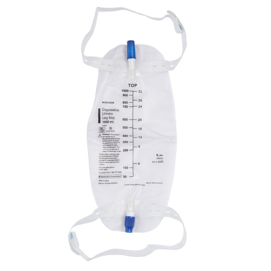 Urinary Leg Bag McKesson Anti-Reflux Valve Sterile 1,000 mL Vinyl - 4605