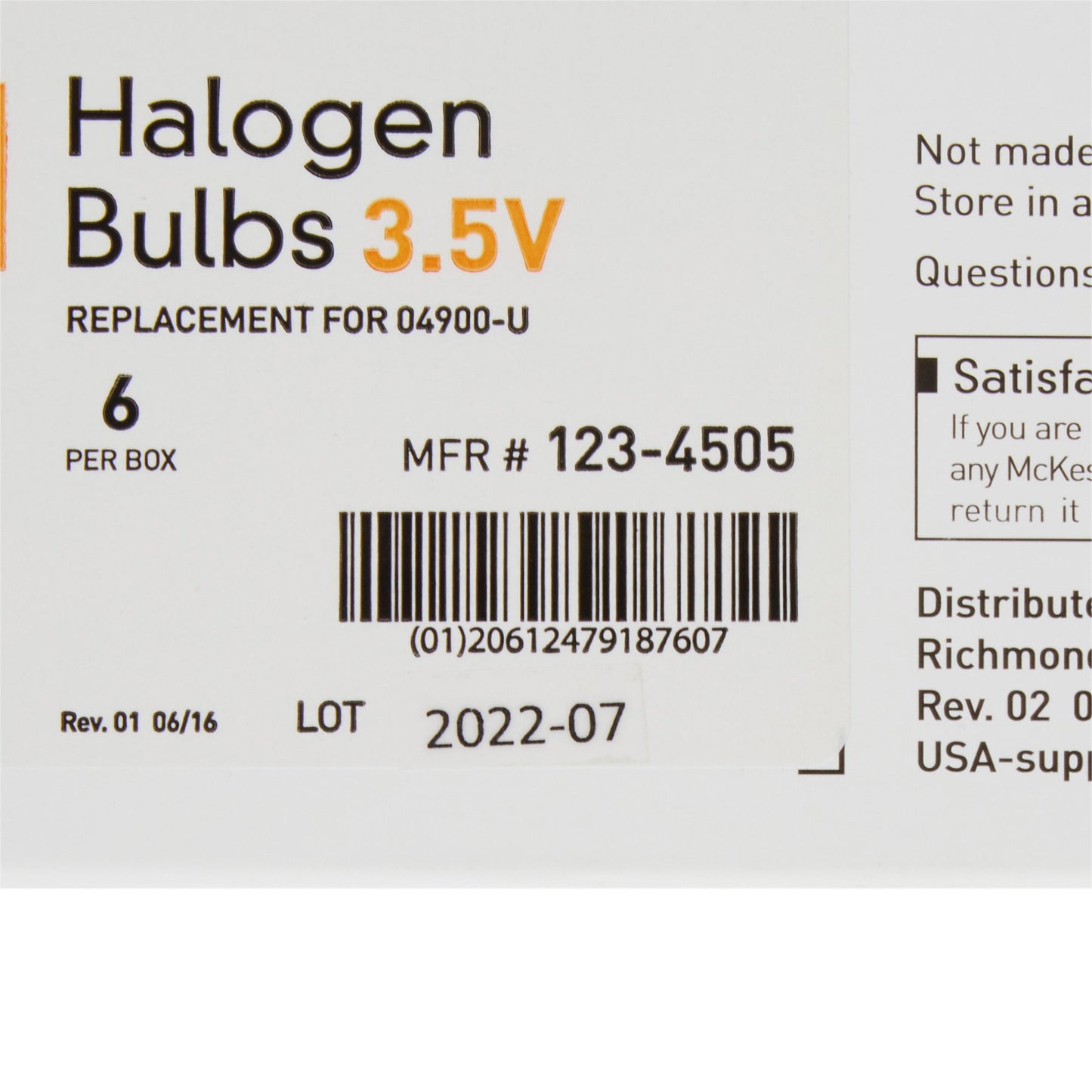 McKesson Halogen Bulb, 3.5V 123-4505