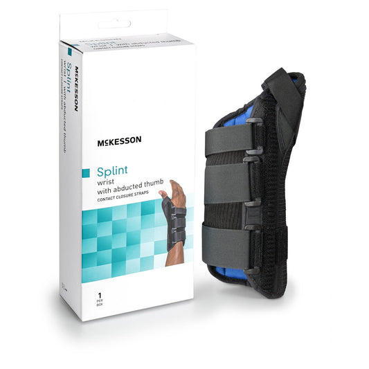 Wrist Brace with Abducted Thumb McKesson Aluminum / Foam / Spandex / Plastic Left Hand Black Small - 155-81-87313