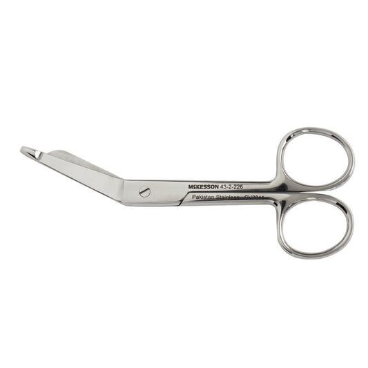 Bandage Scissors McKesson Lister 4-1/2 Inch Length Office Grade Stainless Steel NonSterile Finger Ring Handle Angled Blunt Tip / Blunt Tip - 43-2-226