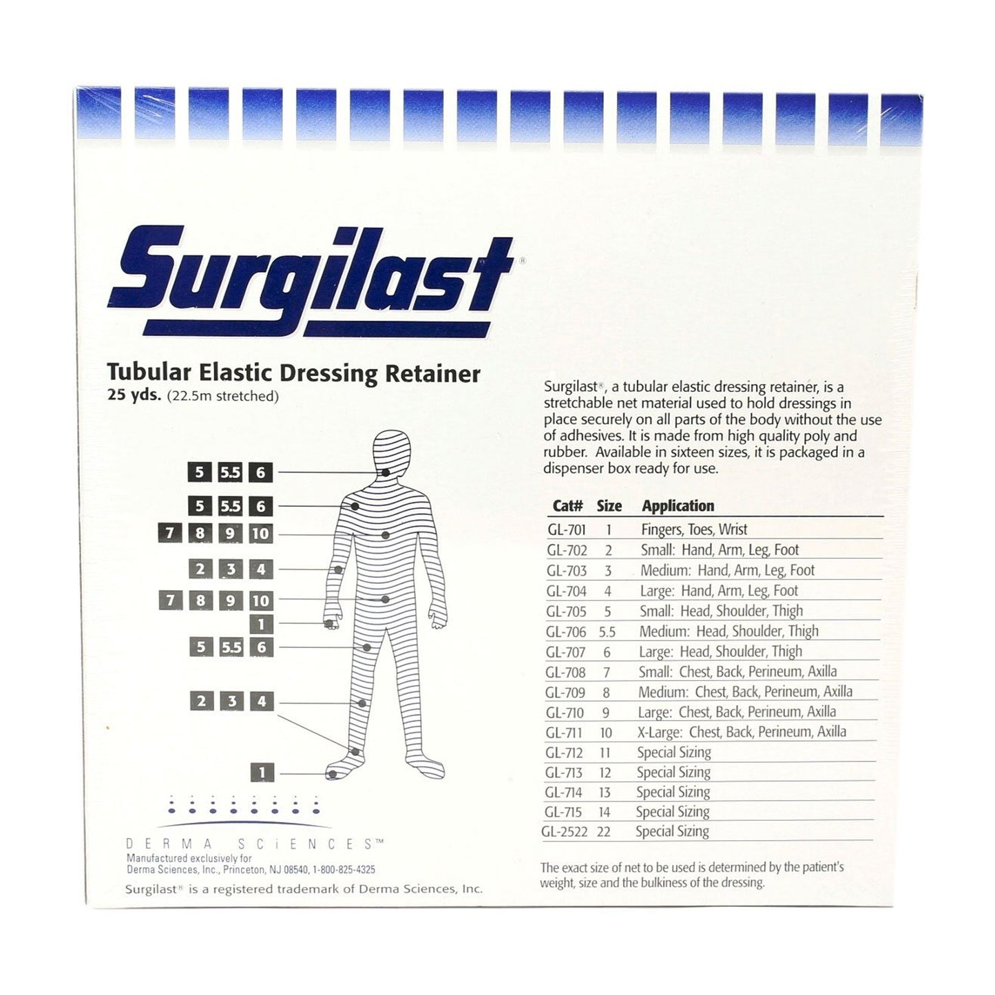 Surgilast® Elastic Net Retainer Dressing, Size 5½, 25 Yard GL706