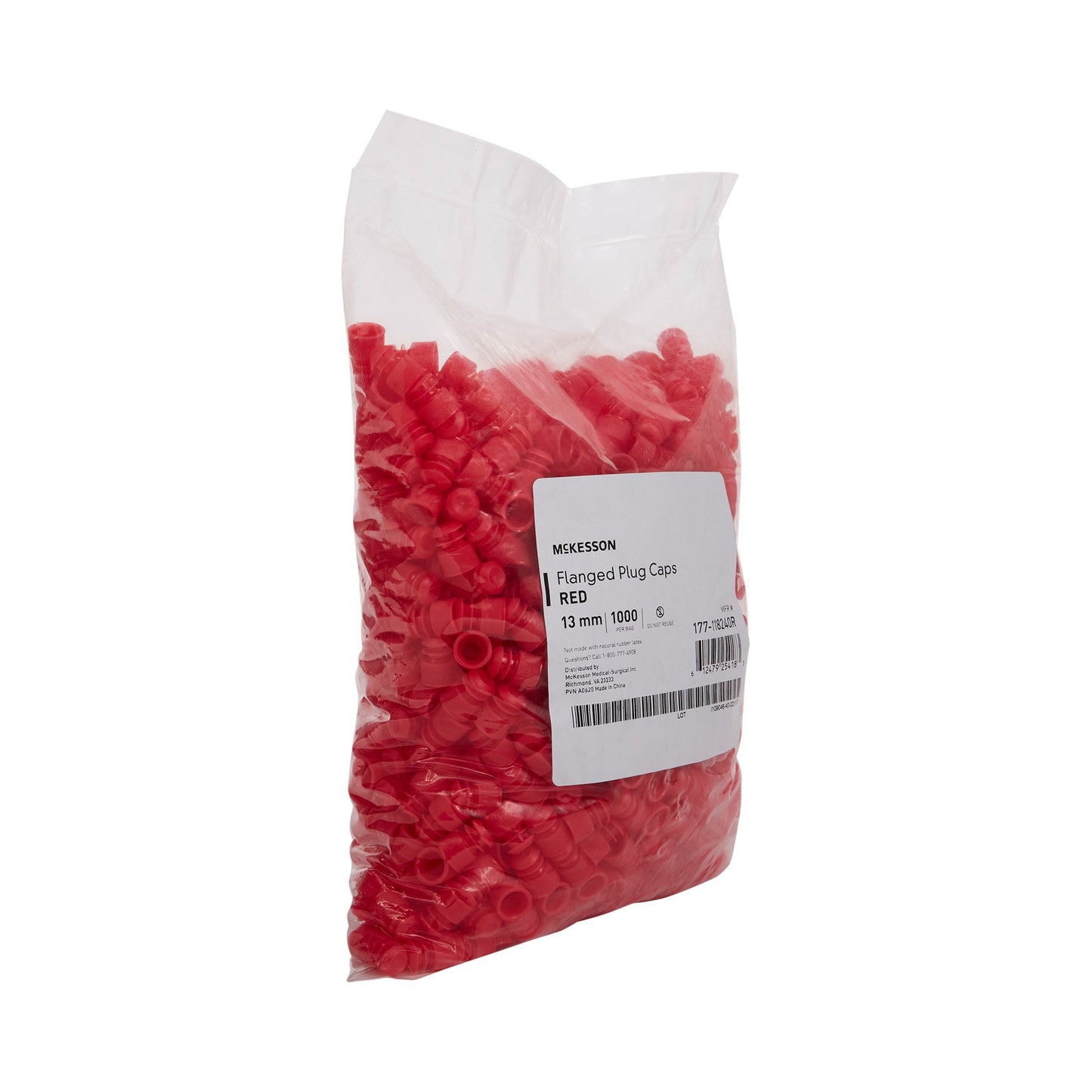 McKesson Tube Closure Flanged Plug Cap Red Polyethylene 1000 per Bag 177-118240R