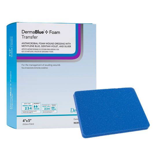 Silver Foam Dressing DermaBlue+™ Foam 4 X 5 Inch Square Sterile - 76040514