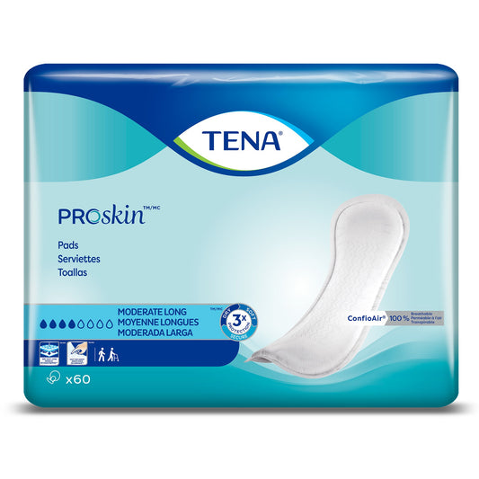 TENA Bladder Control Pads, Moderate Absorbency, Long, 12 Inch, Unisex, White 41409