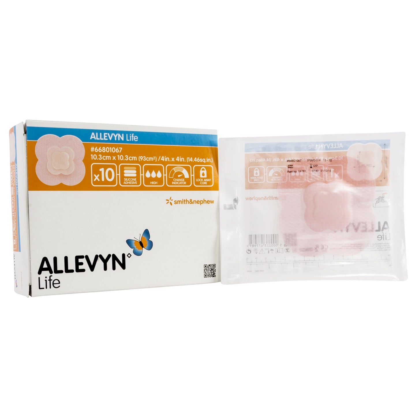 Allevyn Life Silicone Adhesive with Border Silicone Foam Dressing, 4 x 4 Inch 66801067