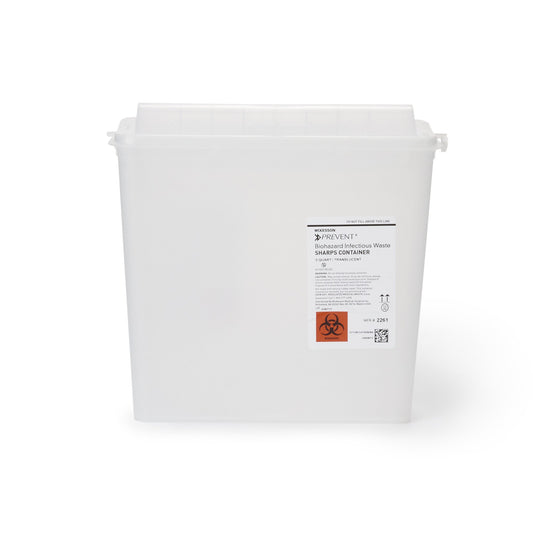 Sharps Container McKesson Prevent® Translucent Base 10-3/4 H X 10-1/2 W X 4-3/4 D Inch Horizontal Entry 1.25 Gallon - 2261