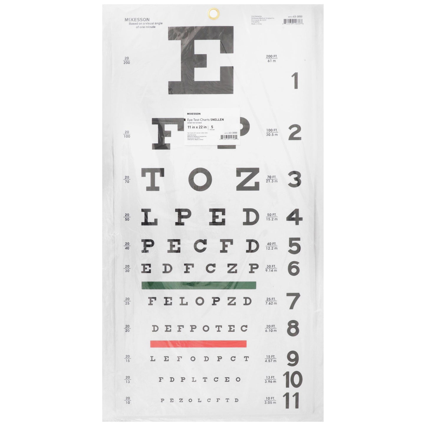 Eye Chart McKesson 20 Foot Distance Acuity Test - 63-3050