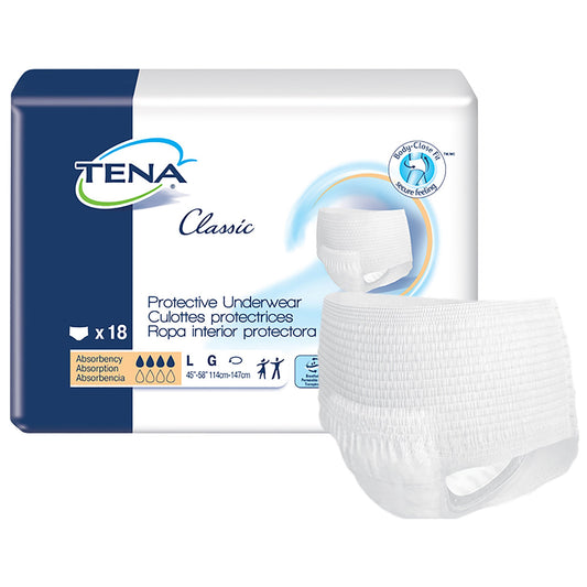 Unisex Adult Absorbent Underwear TENA® Classic Pull On with Tear Away Seams Large Disposable Moderate Absorbency - 72514