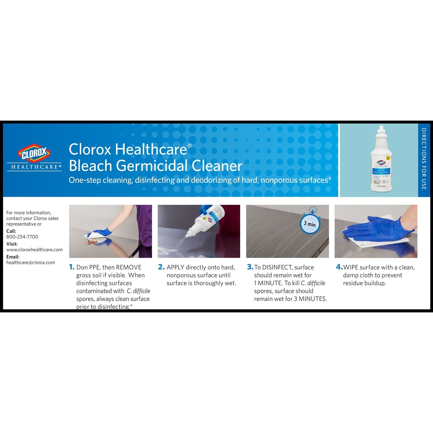 Clorox Healthcare® Bleach Germicidal Cleaner, 32-ounce bottle 68832
