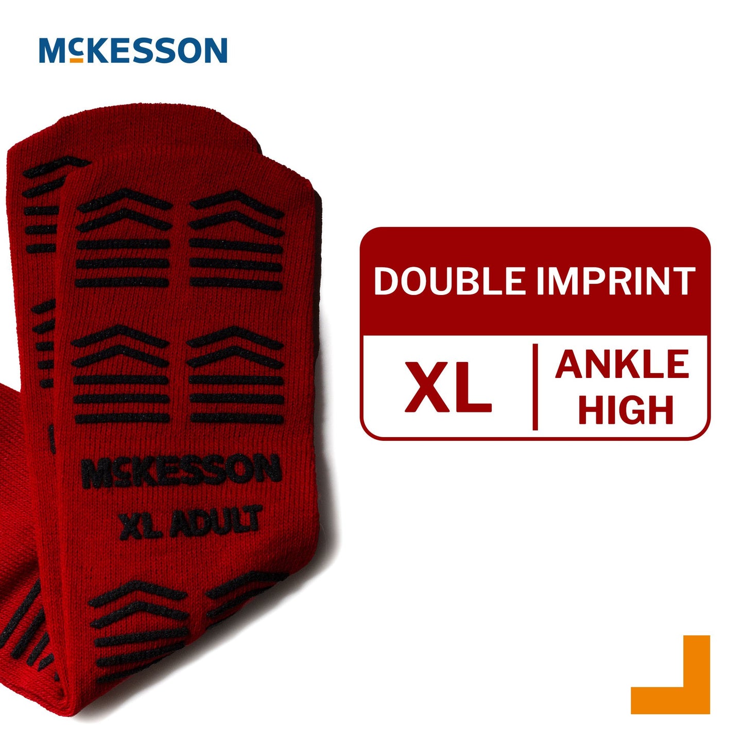 Slipper Socks McKesson Unisex Adult X-Large Double Tread Single Patient Use Red 16-XL-3811-D