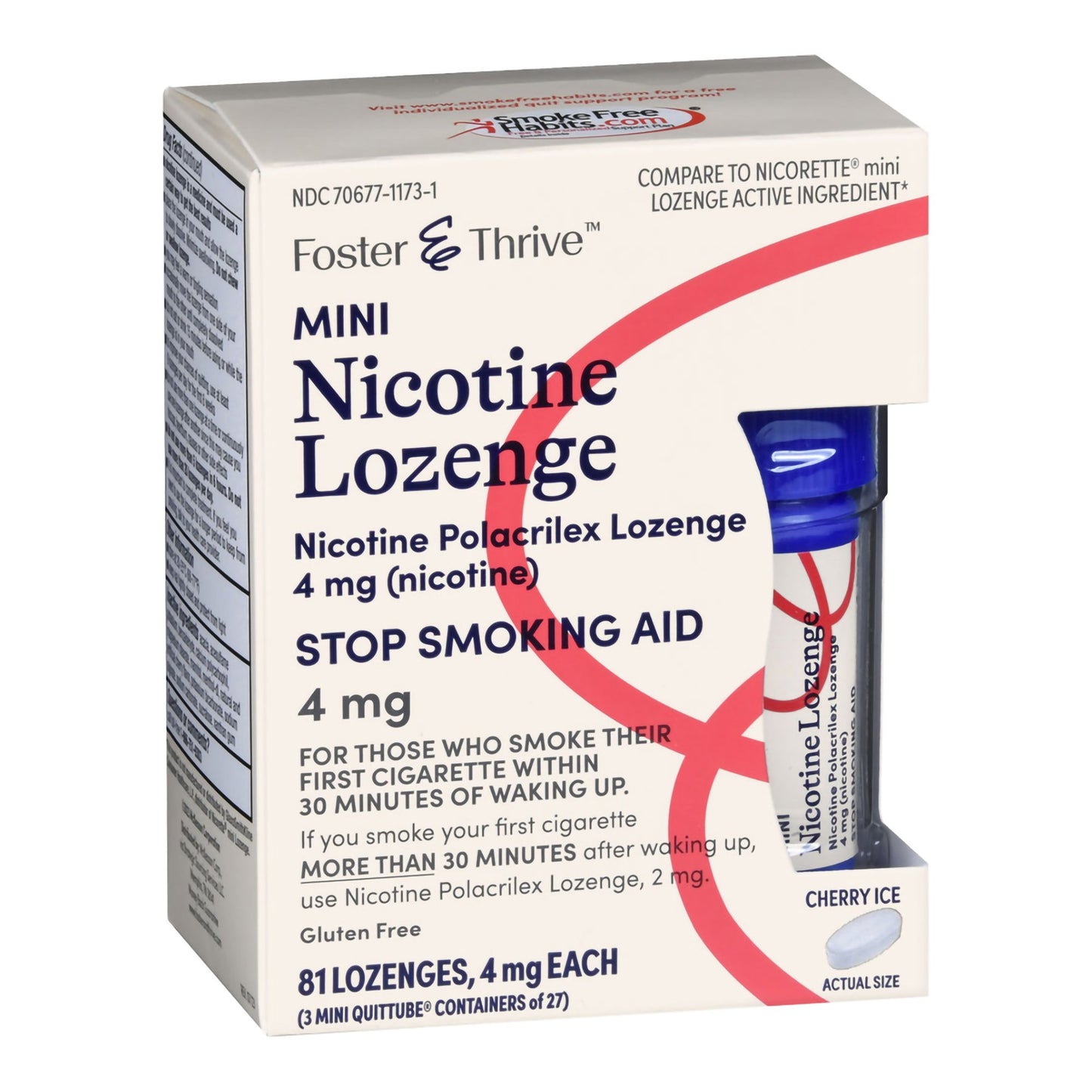 Foster & Thrive™ Mini Nicotine Polacrilex Lozenges 4 mg (Nicotine) Cherry Ice 70677117301