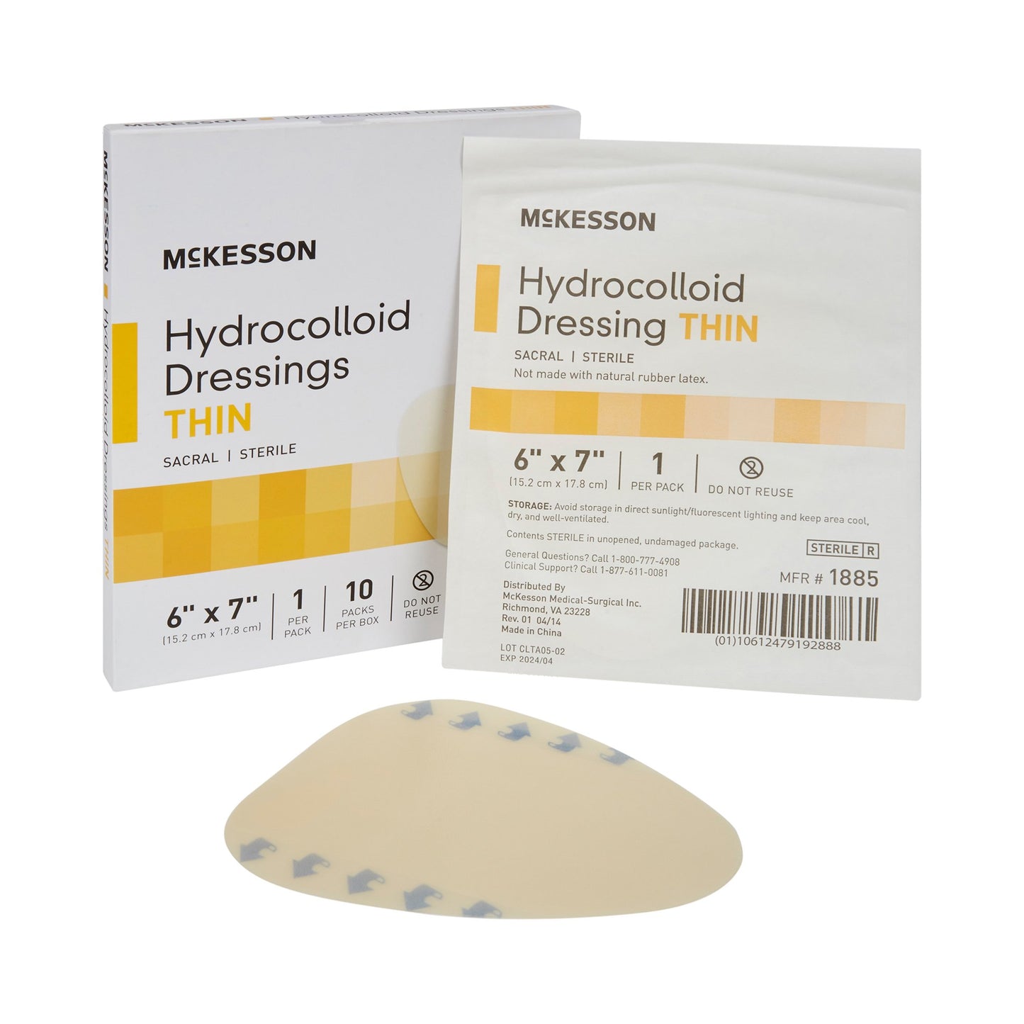 McKesson Hydrocolloid Dressing, 6 x 7 Inch Sacral 1885