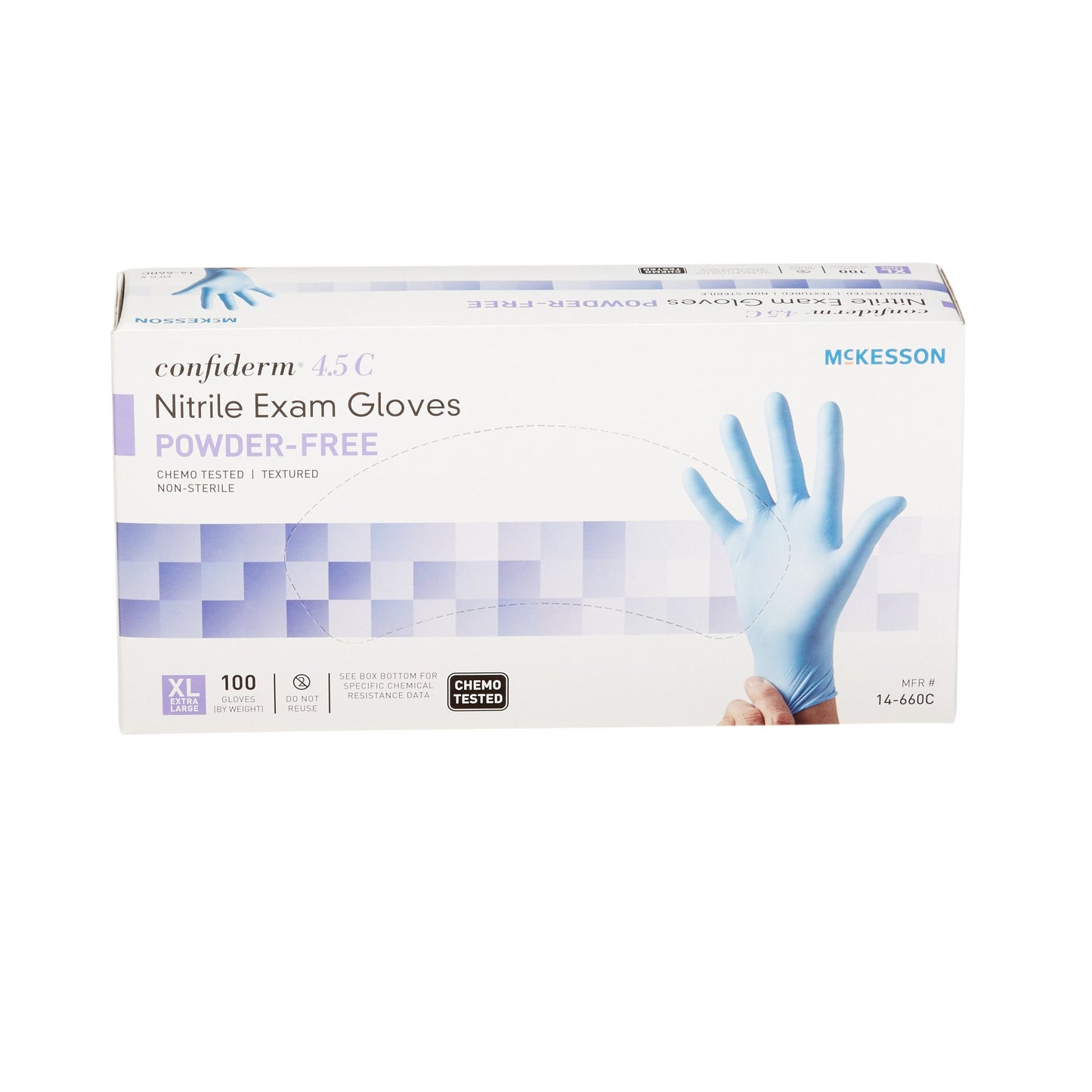 McKesson Confiderm® 4.5C Nitrile Exam Glove, Extra Large, Blue 14-660C