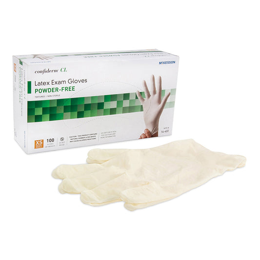 Exam Glove McKesson Confiderm® CL X-Small NonSterile Latex Standard Cuff Length Textured Fingertips Ivory Not Rated - 14-422