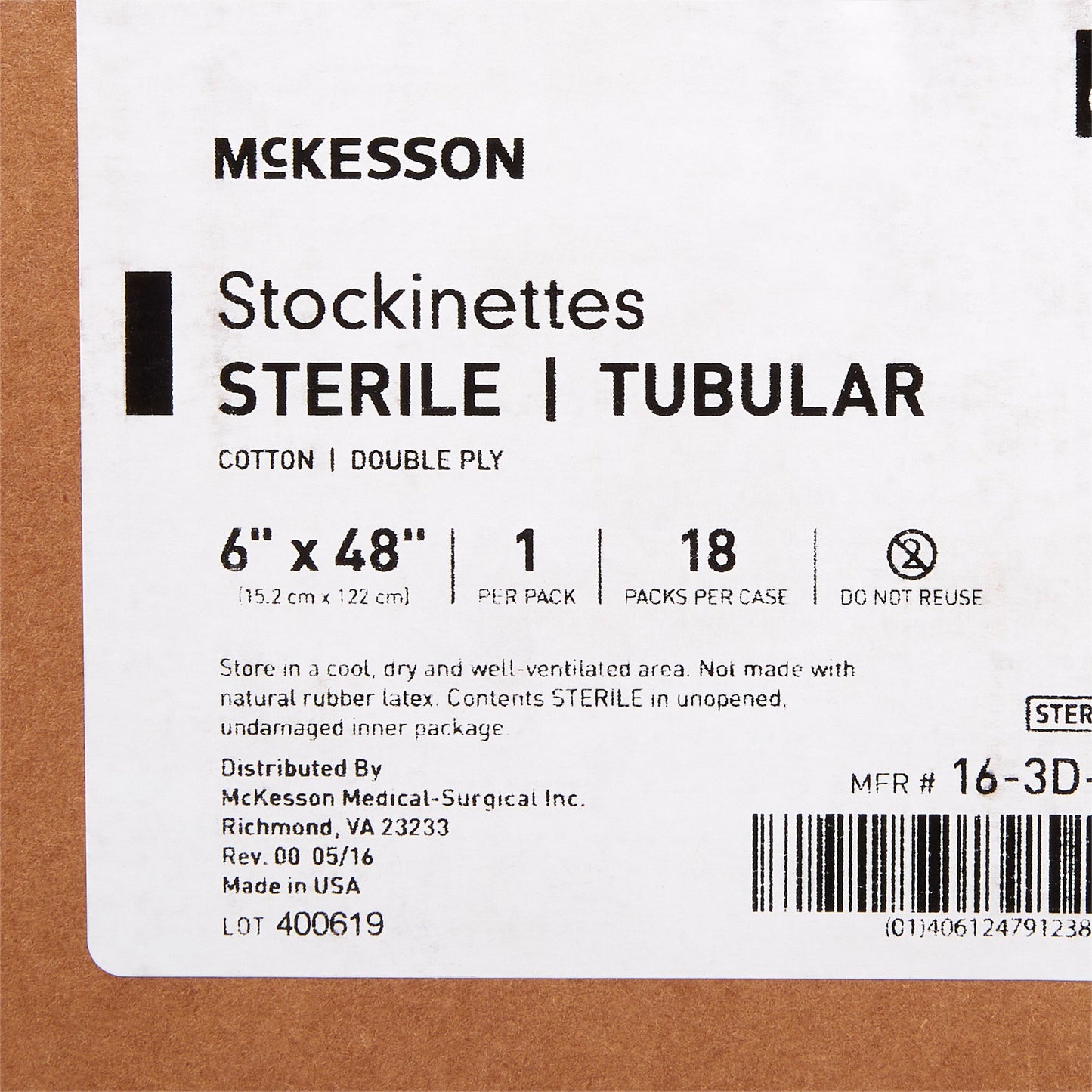 McKesson Beige Cotton Tubular Stockinette, 6 x 48 Inch 16-3D-648