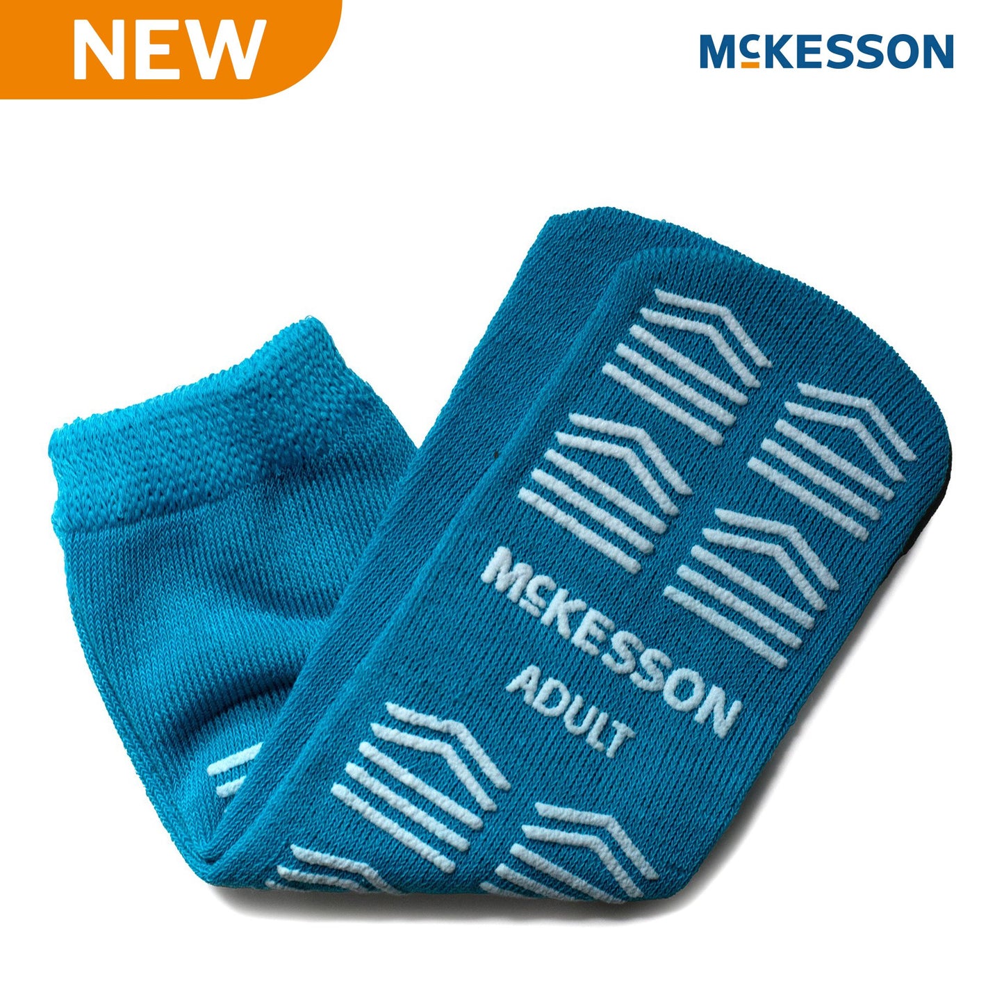 Slipper Socks McKesson Unisex Adult Large Single Tread Single Patient Use Teal 16-A-3828