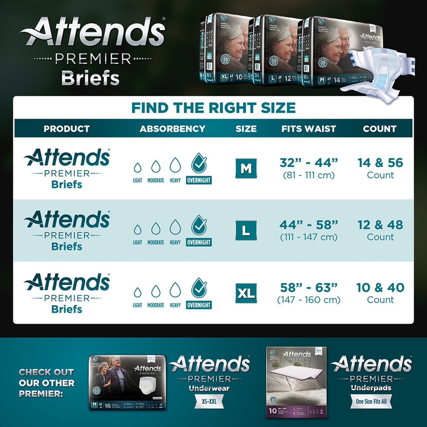 Attends® Premier Briefs, Extra Large ALI-BR40