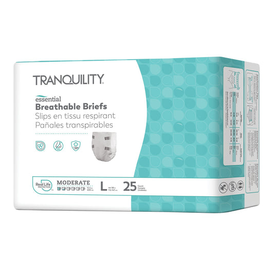 Unisex Adult Incontinence Brief Tranquility® Essential Large Disposable Moderate Absorbency - 2966-100
