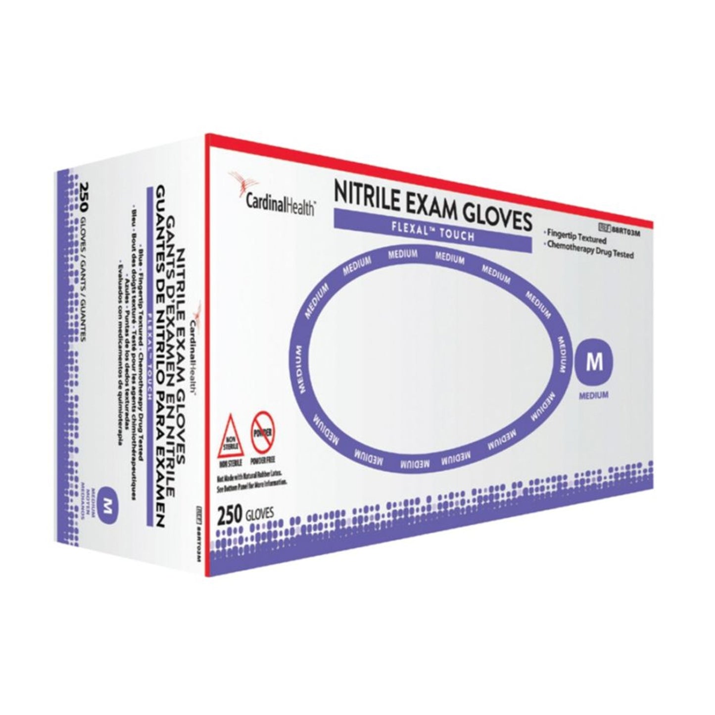 Exam Glove FLEXAL™ Touch Small NonSterile Nitrile Standard Cuff Length Textured Fingertips Blue Chemo Tested 88RT02S