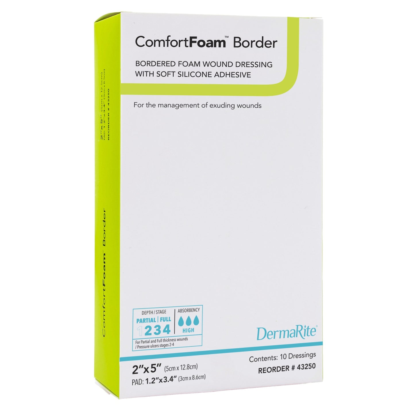 Foam Dressing ComfortFoam™ Border 2 X 5 Inch With Border Waterproof Backing Silicone Adhesive Rectangle Sterile - 43250