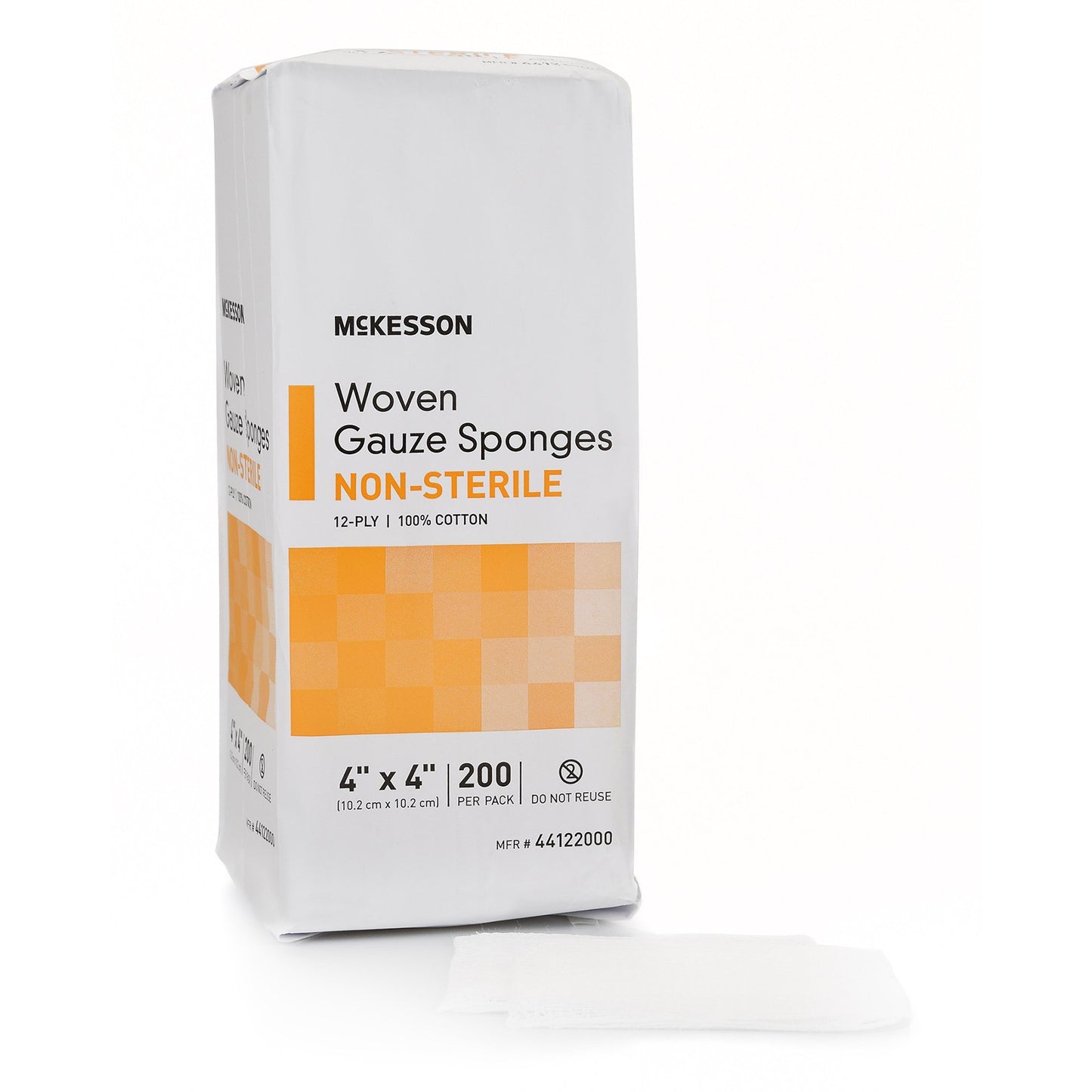 Gauze Sponge McKesson 4 X 4 Inch 12-Ply NonSterile 200 per Pack - 44122000