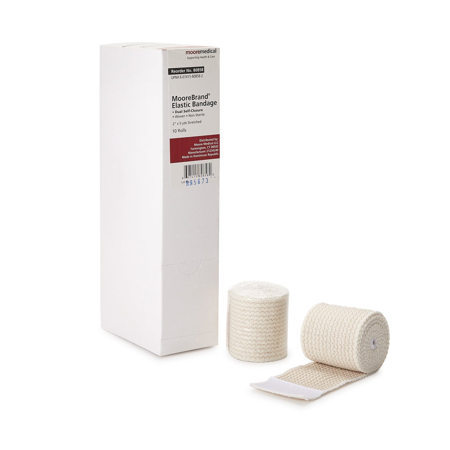 Elastic Bandage McKesson 2 Inch X 4-1/2 Yard Double Hook and Loop Closure Tan NonSterile Standard Compression - 80858