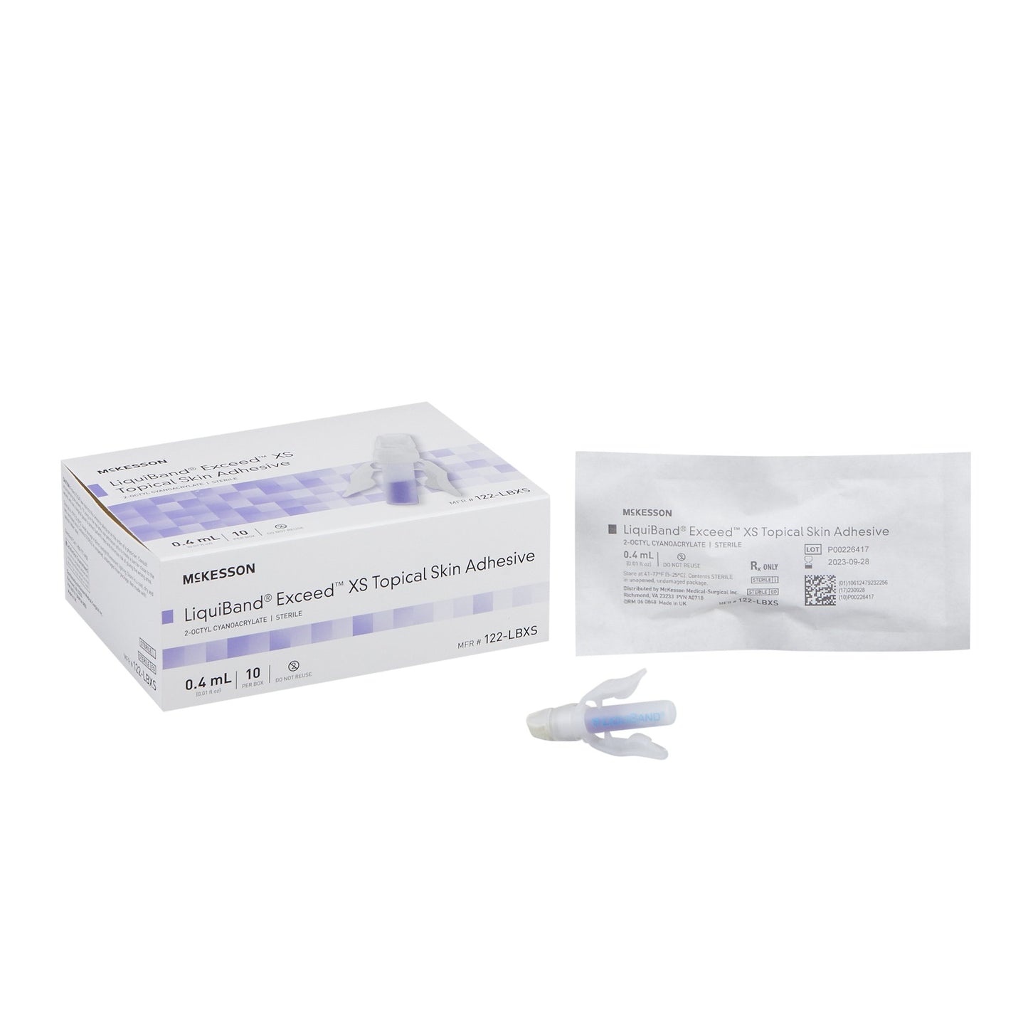 Skin Adhesive McKesson LiquiBand® Exceed™ 0.4 mL Liquid Dome Applicator Tip 2-Octyl Cyanoacrylate - 122-LBXS