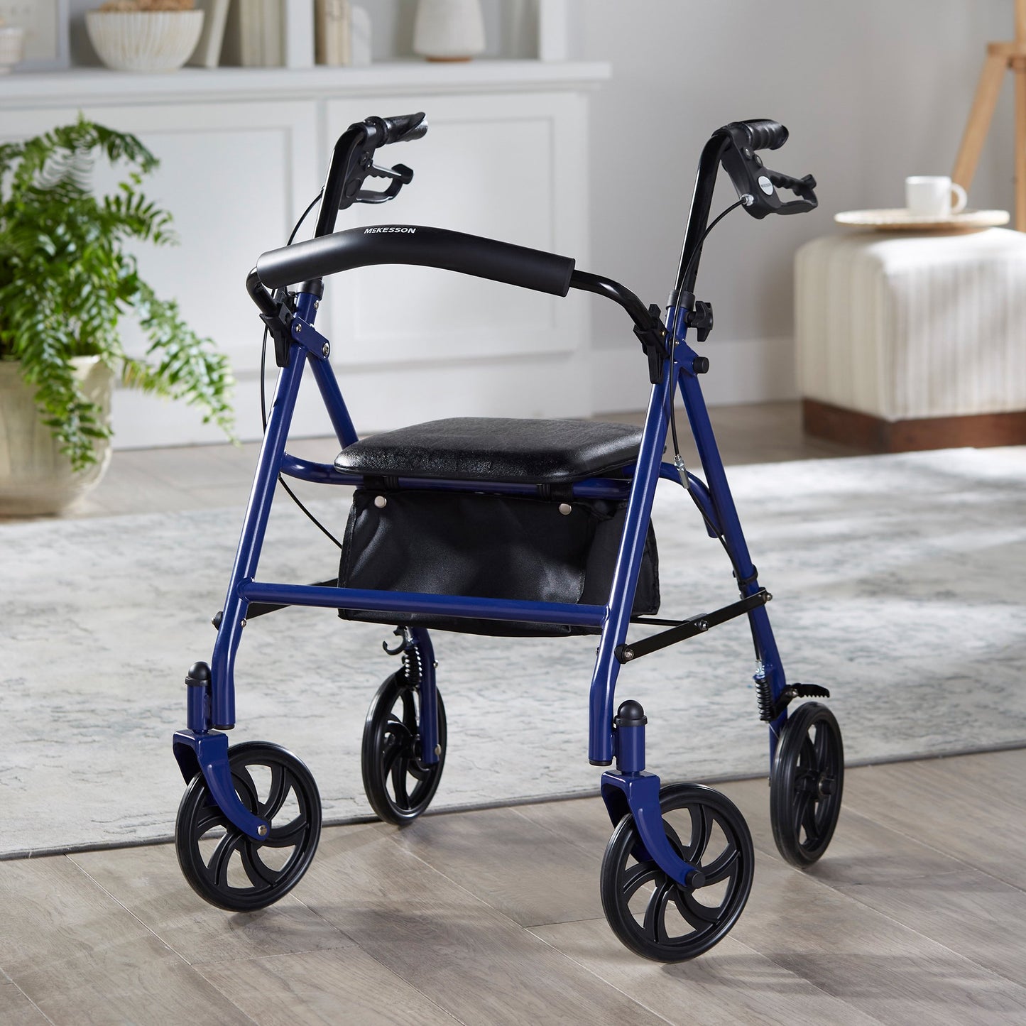 McKesson Folding Steel Four-Wheel Rollator, Blue 146-10257BL-1