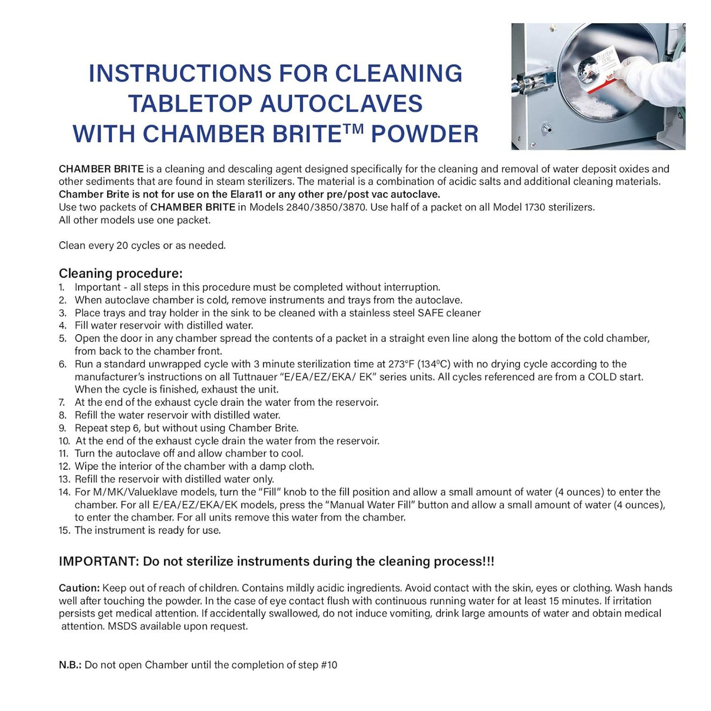 Chamber Brite Autoclave Cleaner CB0010
