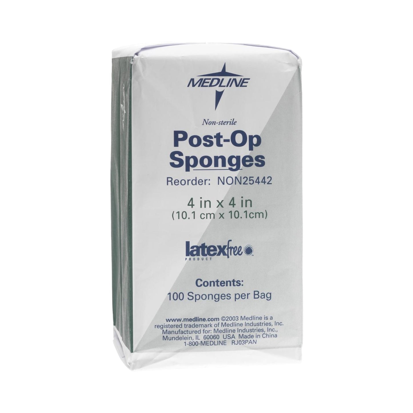 Cellulose Filled Nonwoven Sponge Medline Post Op 4 X 4 Inch NonSterile 100 per Pack - NON25442
