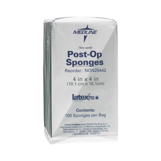 Cellulose Filled Nonwoven Sponge Medline Post Op 4 X 4 Inch NonSterile 100 per Pack - NON25442