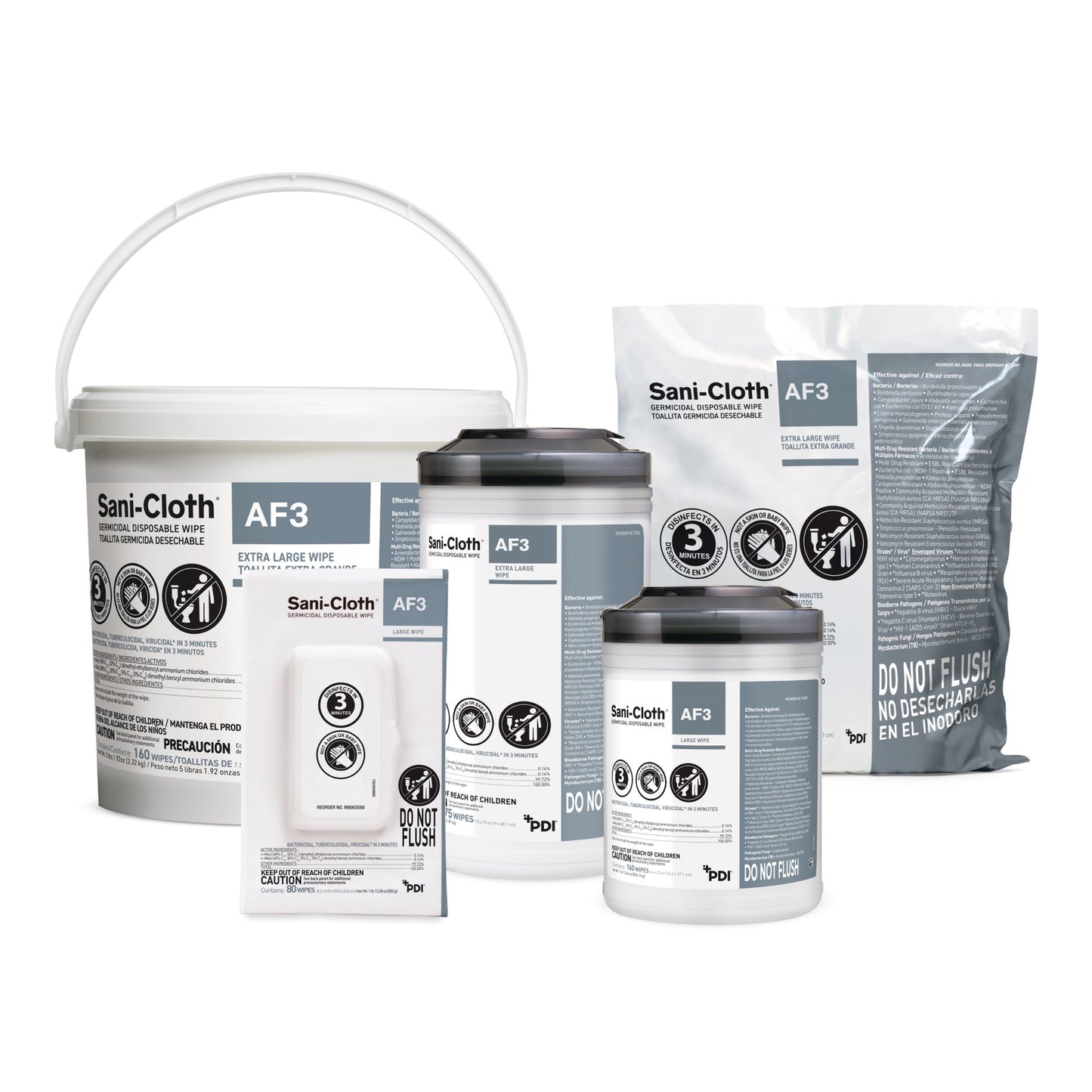 Sani-Cloth® AF3 Germicidal Extra Large Disinfectant Wipes, Refill Bag, 160 ct. P2450P