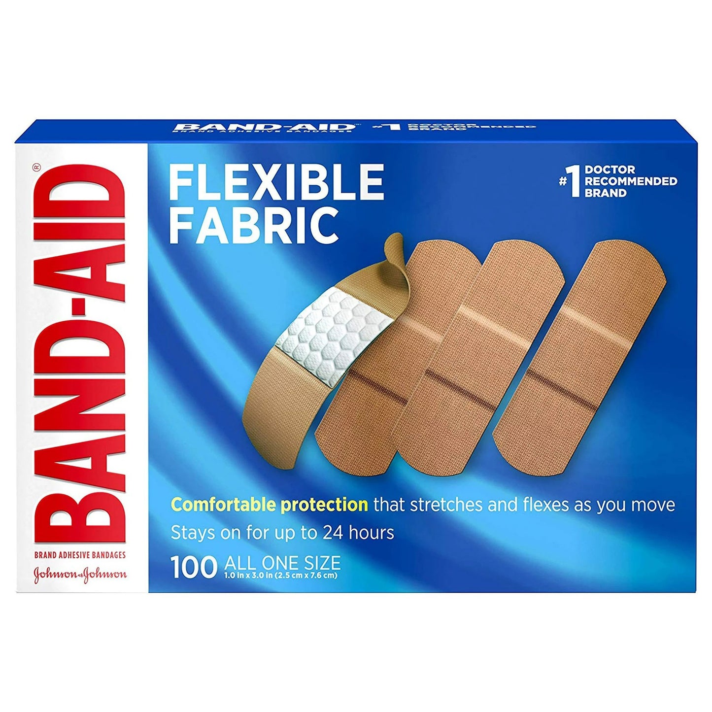 Band-Aid® Flexible Fabric Tan Adhesive Strip, 1 x 3 Inch 100444400