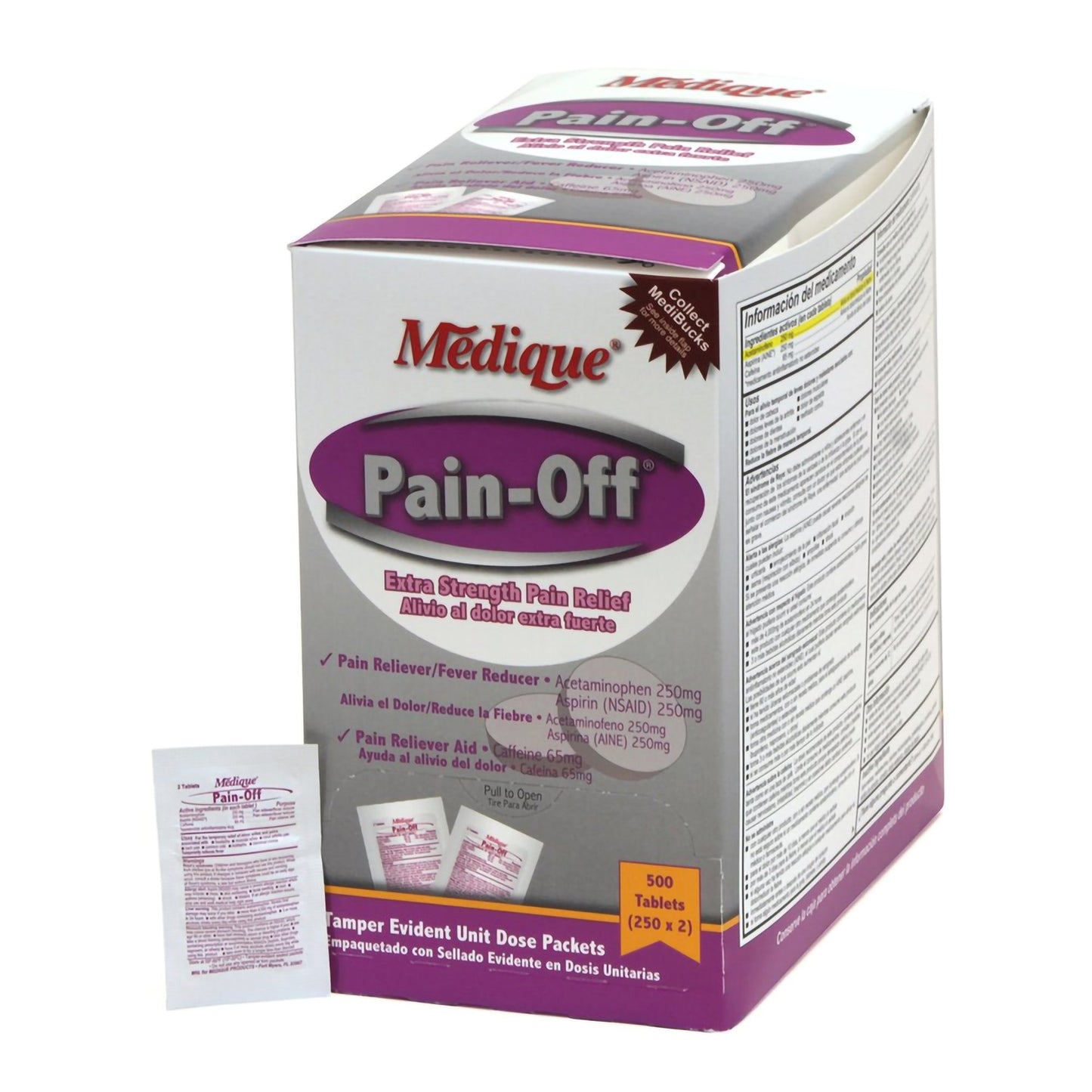 Pain Relief Pain-Off® 250 mg - 250 mg - 65 mg Strength Acetaminophen / Aspirin / Caffeine Tablet 250 per Box - 22813