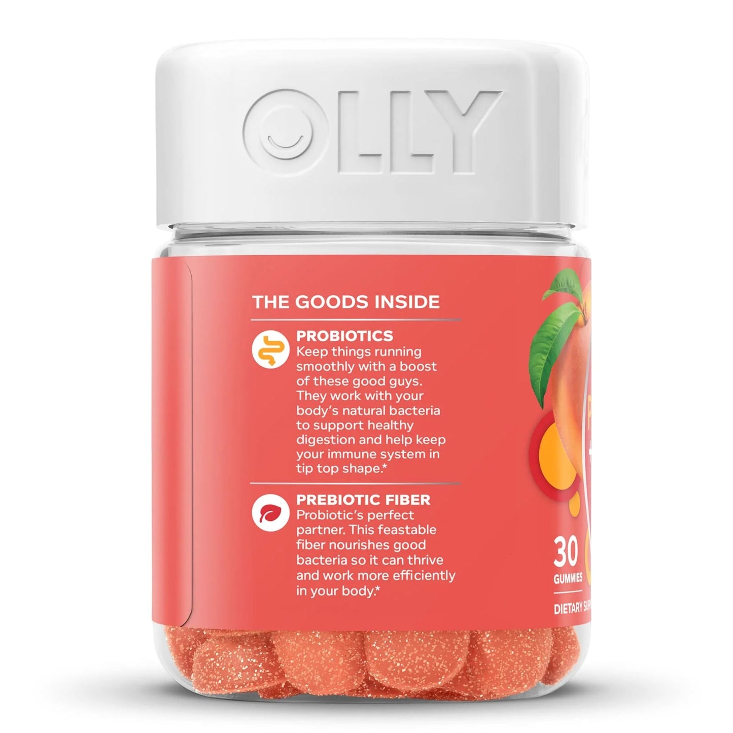 Olly's® Probiotic + Prebiotic for a Balanced Belly, Peach-Flavor Gummies 85815800511